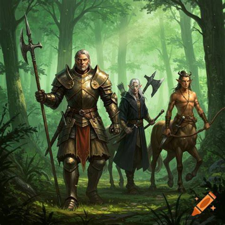Archer walking through a lush forest.