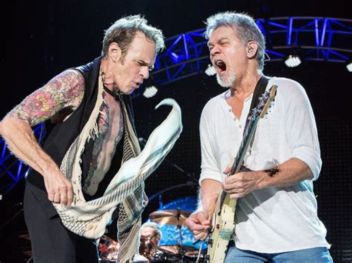 David Lee Roth and Eddie Van Halen of Van Halen perform at Shoreline Amphitheatre on July 16, 2015, in Mountain View, California