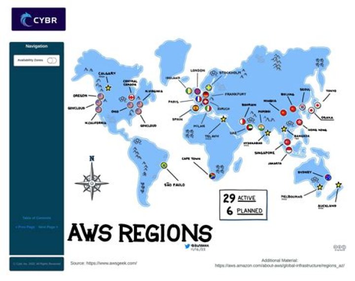 How many regions does AWS have?
