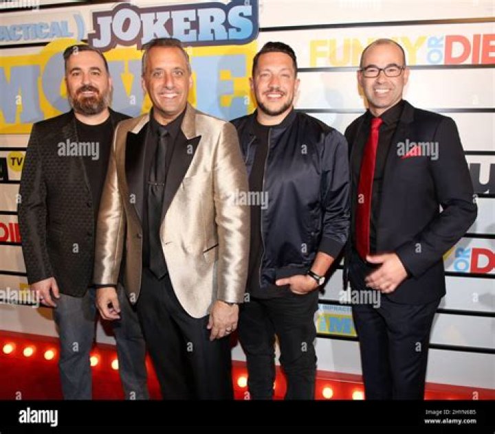 Joe Gatto, Sal Vulcano, Brian Quinn, and James Murray of truTV's 'Impractical Jokers' pose together on the red carpet at a media event