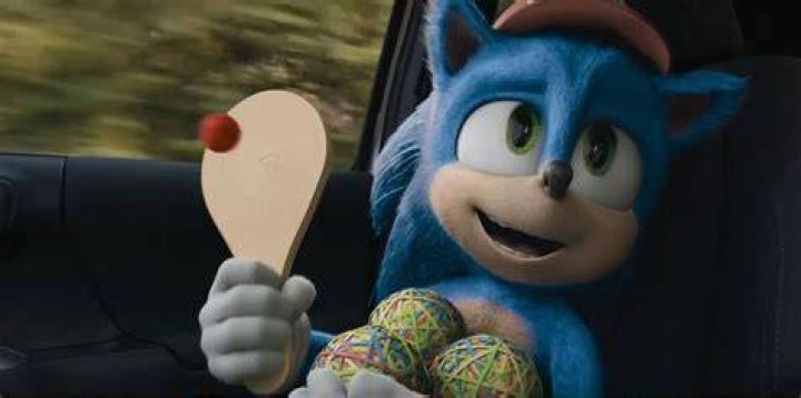 Sonic holding three rubberband balls and a ping-pong toy in 'Sonic the Hedgehog,' which is streaming on Paramount+ and Epix.