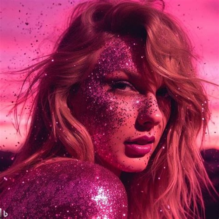 Taylor Swift in a glitter dress performing on stage