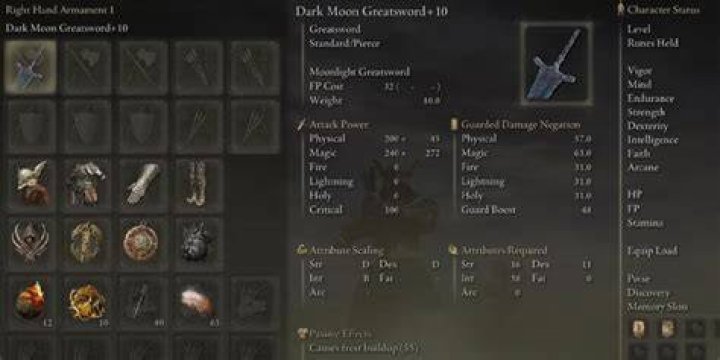 What does the Dark Moon Greatsword do?